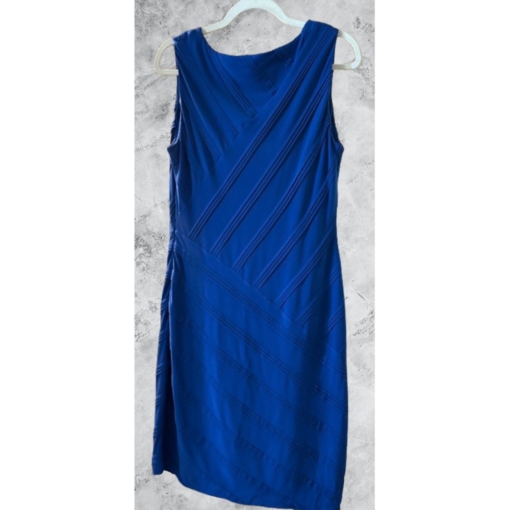 Calvin Klein Womens Royal Blue Pintuck Pleated Sleeveless Sheath Dress Size‎ 12